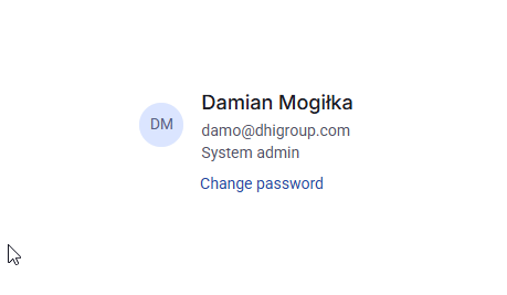 Figure 4. User profile page with the Change password action.
