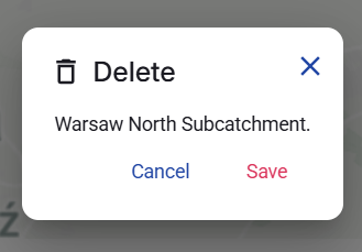 Figure 16. Delete subcatchment confirmation dialog.