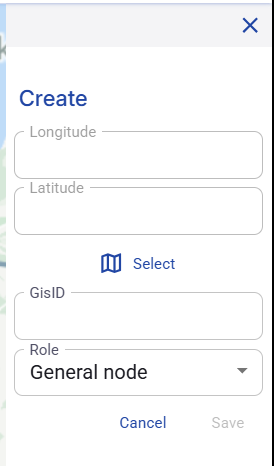 Figure 42. Create panel for a General node.