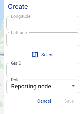 Figure 43. Create panel for a Reporting node.
