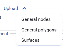 Figure 46. Upload menu in the Map tab.