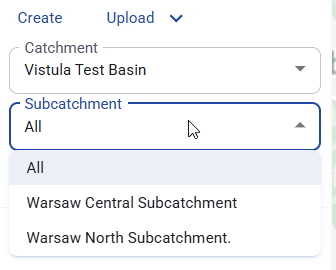Figure 54. Subcatchment selector after a specific catchment is selected.