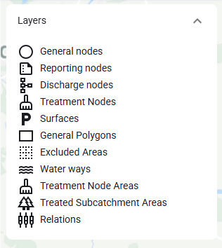 Figure 55. Layers list used to show or hide map layers.