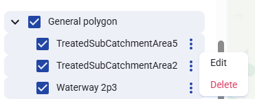 Figure 63. Context menu for a polygon object with Edit and Delete actions.