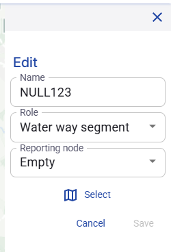 Figure 67. Edit water way segment window.