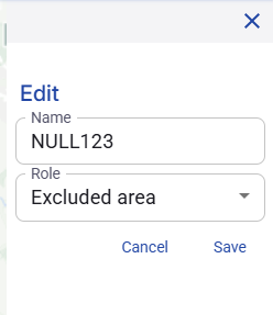 Figure 68. Edit excluded area window.