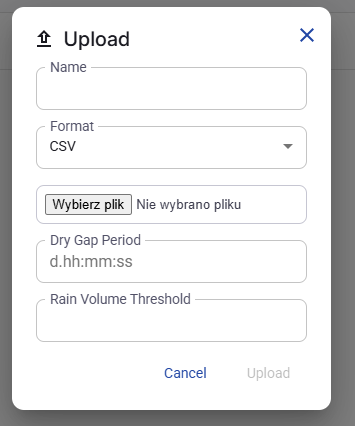 Figure 72. Upload baseline scenario dialog.