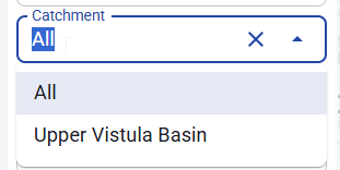 Figure 87. Catchment selector in the Status tab.