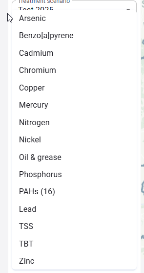 Figure 90. Contaminant selector in the Status tab.