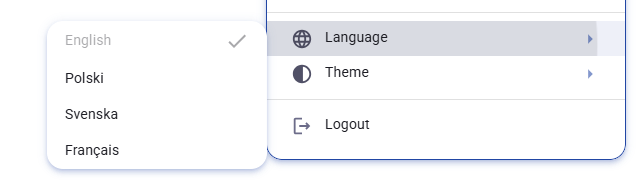Figure 6. Language selection menu.