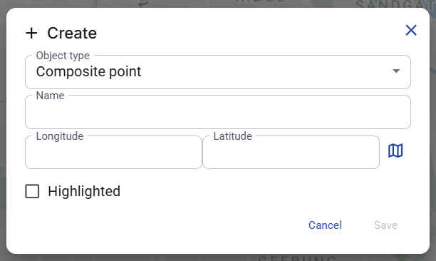 Figure 28. Use control fields in the point creation window.