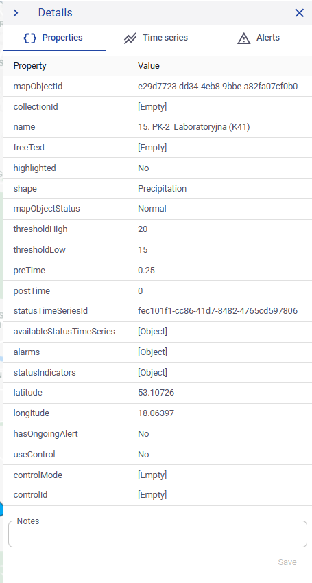 Figure 30. Map point details - Properties tab.