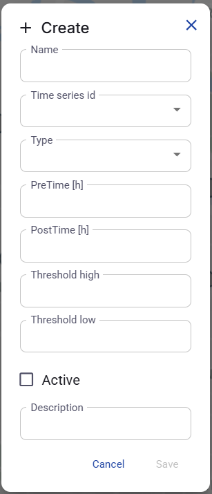 Figure 33. Create alert window for a Map point.