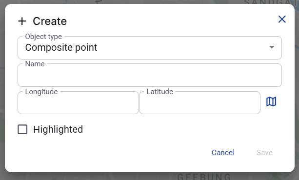 Figure 34. Create Composite point window.