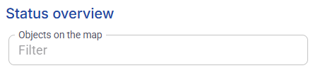Figure 61. Filter field for objects on the map in the Status tab.