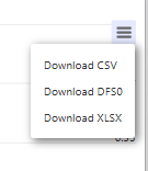 Figure 74. Export menu in the chart view with CSV, DFS0, and XLSX options.